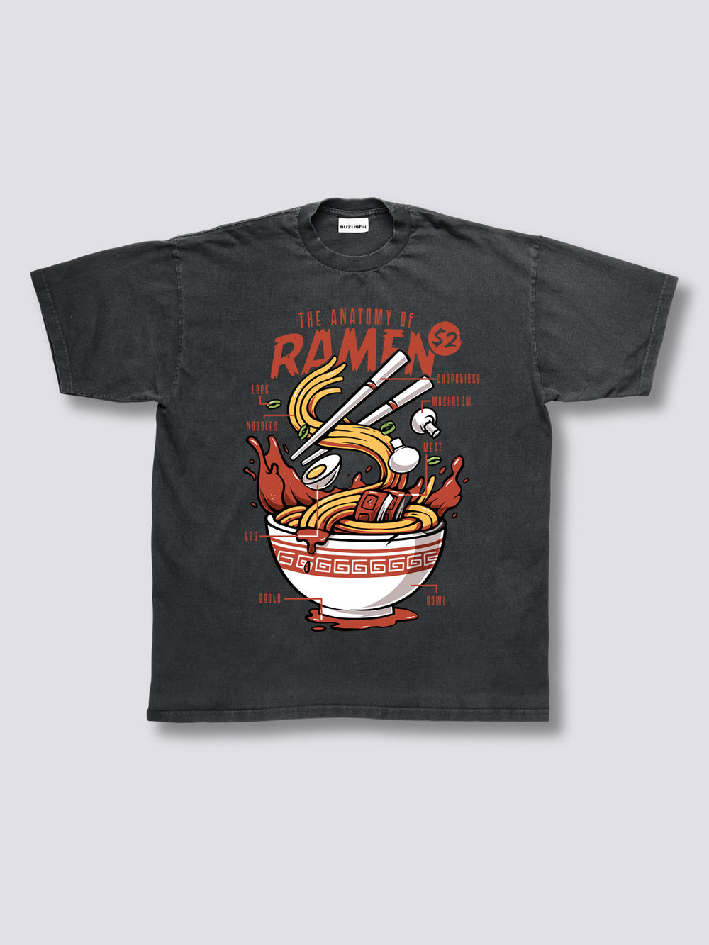 Front Print - Anatomy of Ramen Vintage T-Shirt