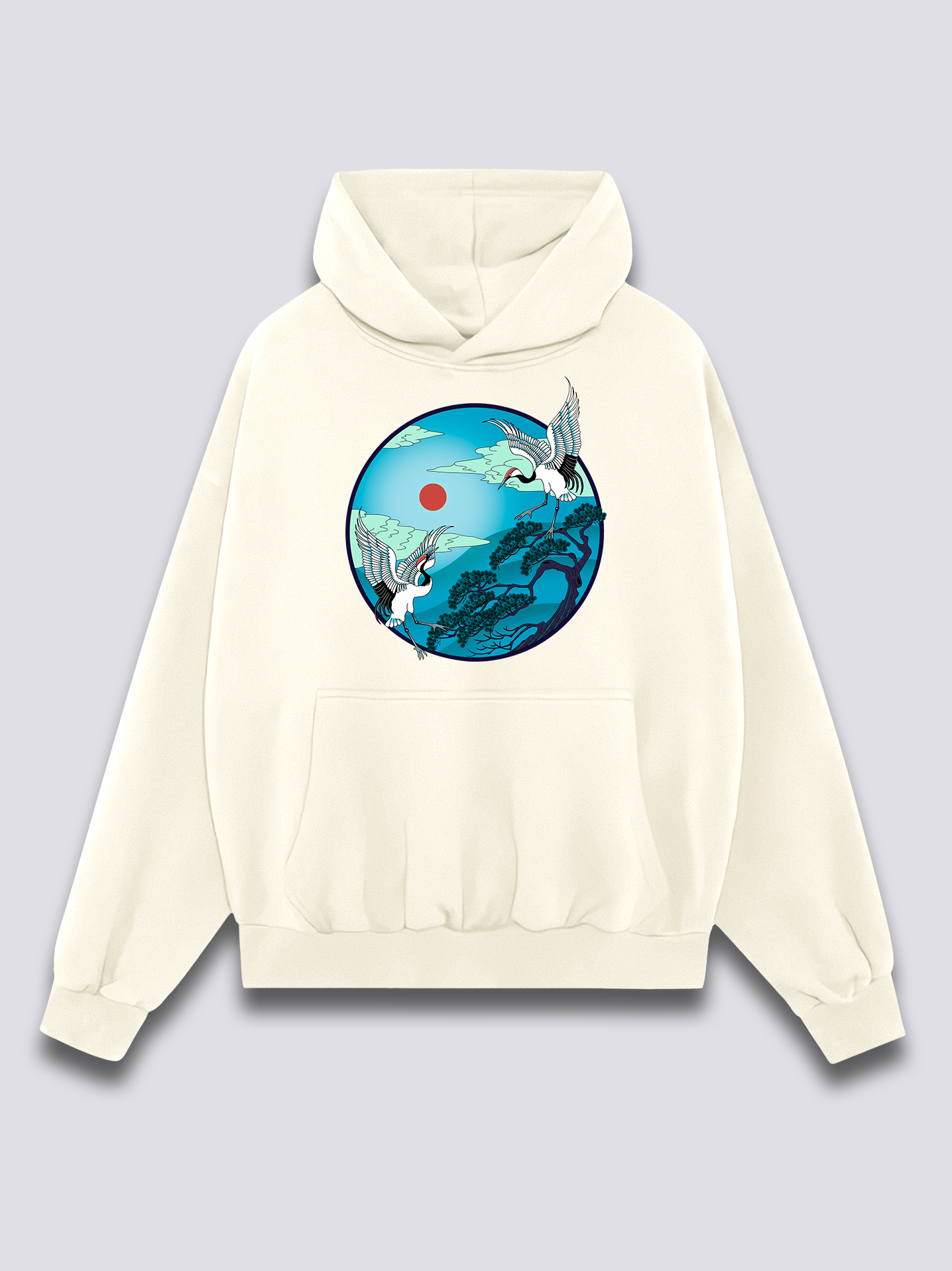 Front Print - Flying Cranes Hoodie