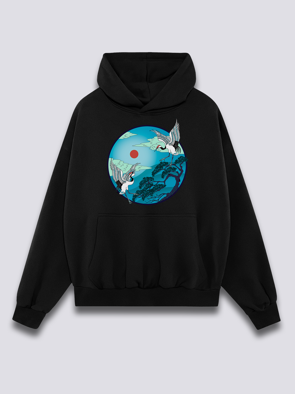 Front Print - Flying Cranes Hoodie
