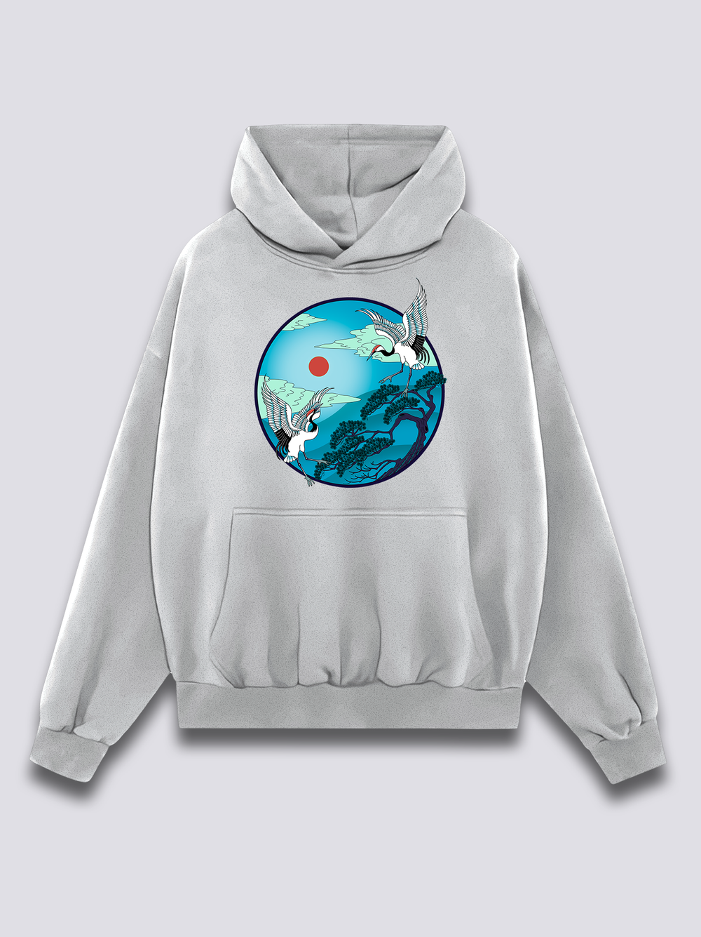 Front Print - Flying Cranes Hoodie