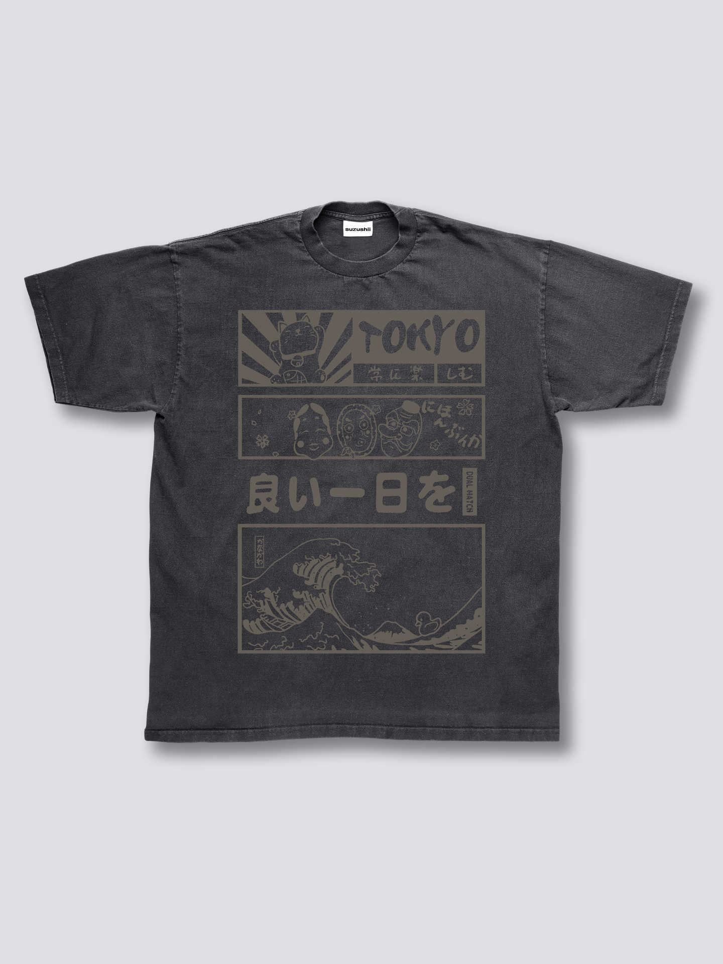 Front Print - Tokyo Wave Vintage T-Shirt